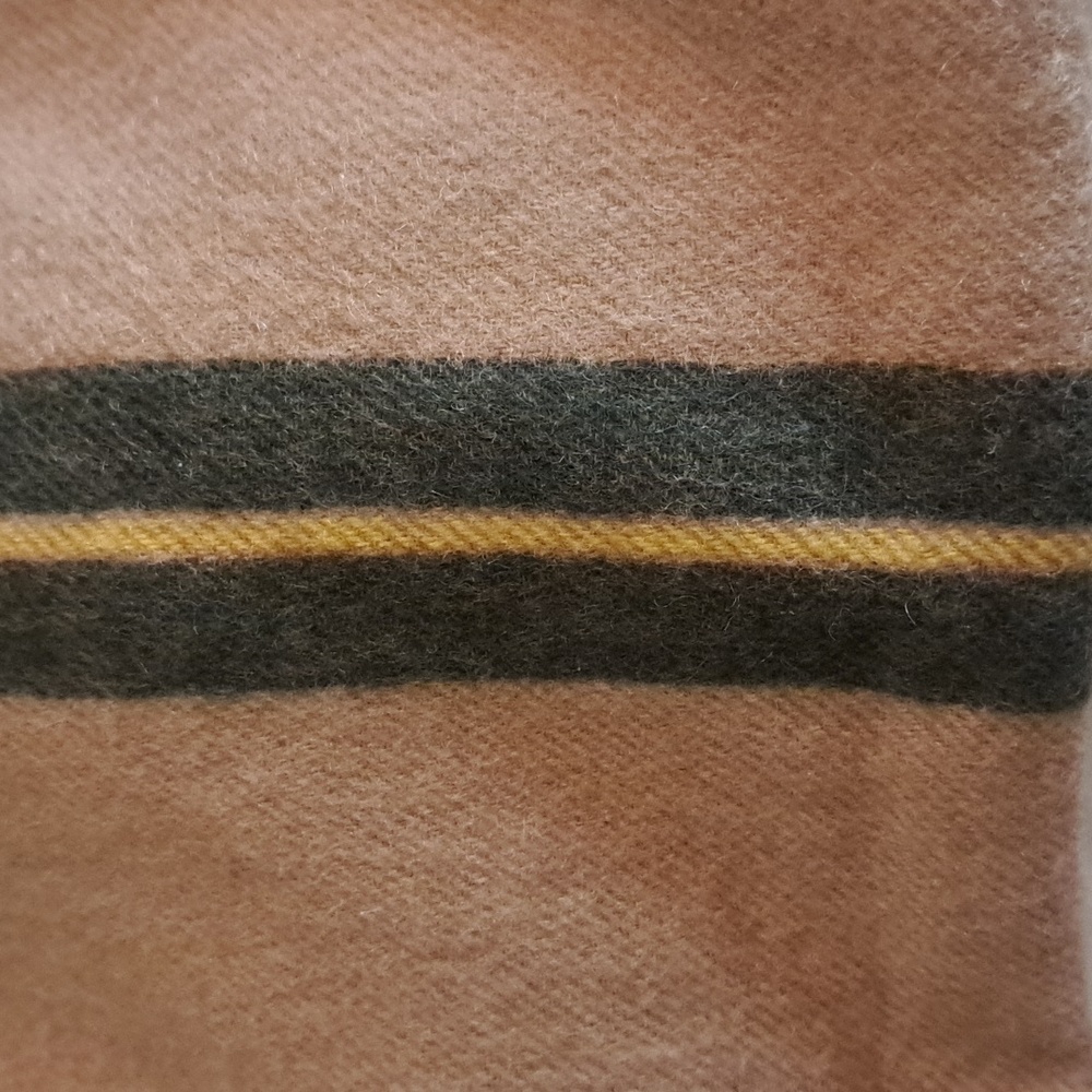 Burberrys Striped Tan Cashmere Scarf - Picture 5 of 5